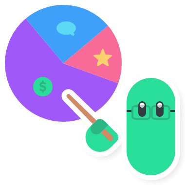 Jellybean Pointing at the Financial Segment of a Pie Chart