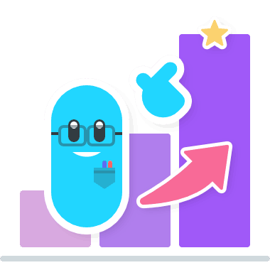 Jellybean Pointing at a Rising Bar Chart