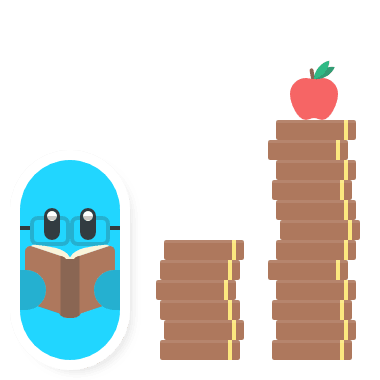 Jellybean Researching Next to a Stack of Library Books