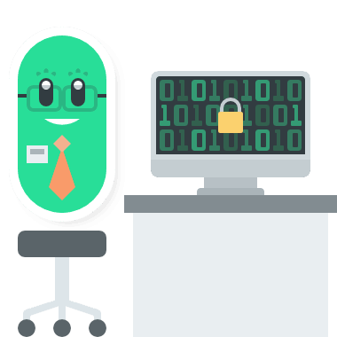 A Manager Sitting in Front of a Secure Encrypted Computer