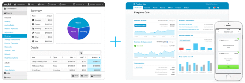 Nookal and Xero Software Interfaces