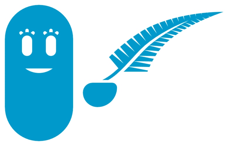 Jellybean Character holding New Zealand Silver Fern